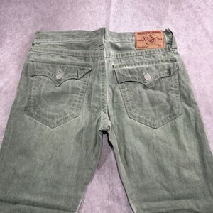 Vintage True Religion Jeans Men 36 Green Ricky Straight Leg Flap Pocket USA Made